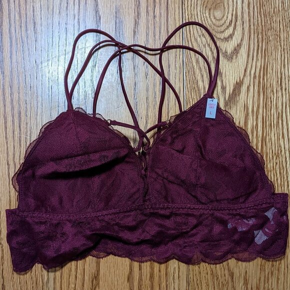 🧡 PINK Victoria's Secret Lightly Lined Bralette in Plum/Wine - Picture 1 of 4